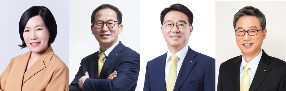 내부 후보(왼쪽부터 가나다 성명순) KB금융지주 박정림 총괄부문장(KB증권 대표이사), 양종희 부회장, 이동철 부회장, 허인 부회장. 사진/KB금융