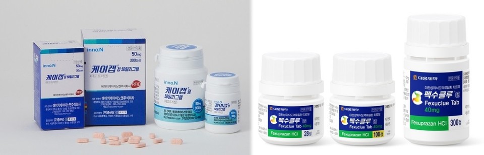 HK이노엔 케이캡(왼쪽)과 대웅제약 펙수클루. 사진/각사