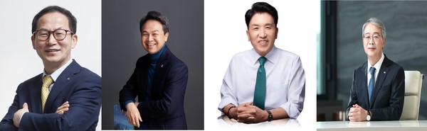 (좌측부터) 양종희 KB금융 회장, 진옥동 신한금융 회장, 함영주 하나금융 회장, 임종룡 우리금융 회장. 사진/각 사