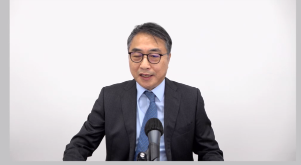 김정근 오스코텍 대표가 12일 온라인 기업설명회에 참석해 말하고 있다. 사진/프레스나인 캡처