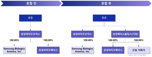 삼성바이오로직스 분할 전후 지배구조. 사진/삼성바이오로직스